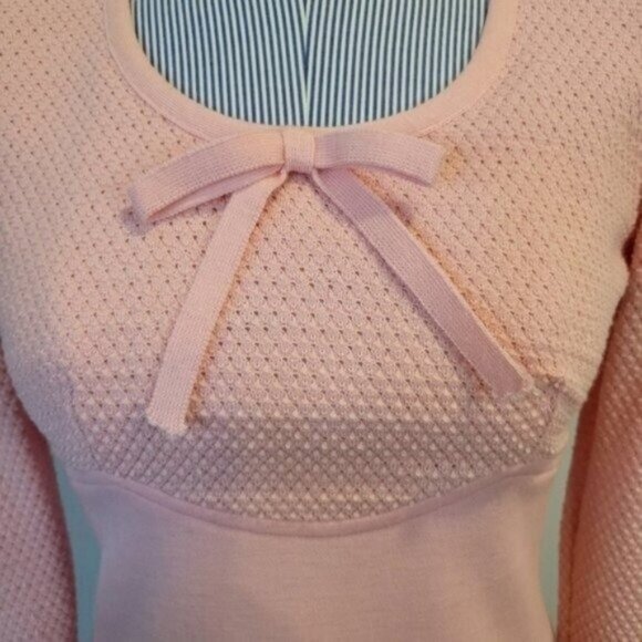 Vintage Jonathan Logan 60's Wool Knit Long Sleeve Dress Pink - Picture 5 of 9